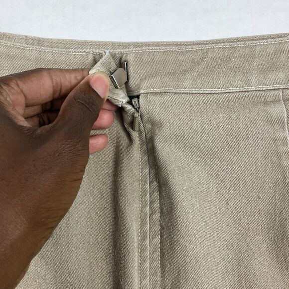 LOFT Vintage A-Line Chino Skirt Khaki Beige Utility Pockets Back Zip Academia 8 - Picture 10 of 11